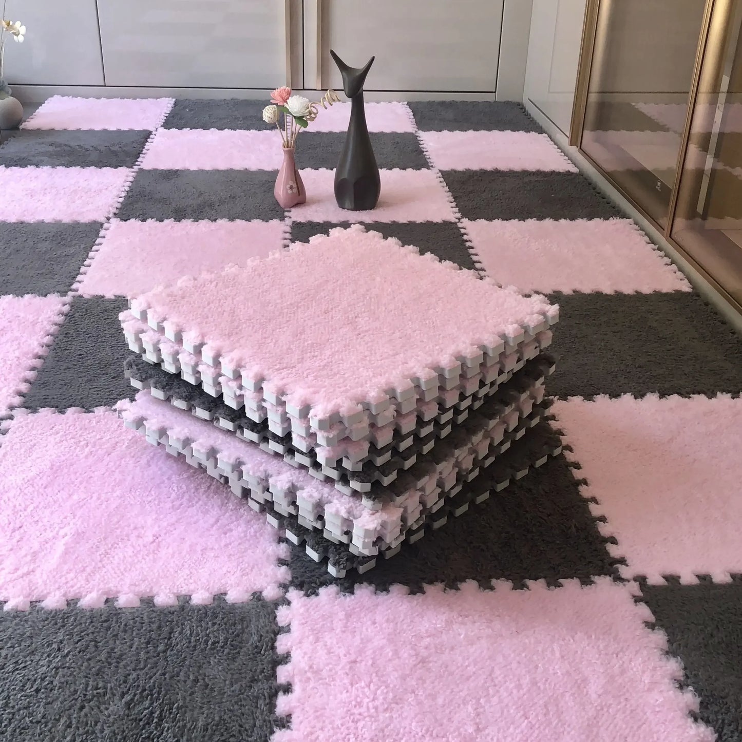 Soft Plush Carpet Interlocking Tiles