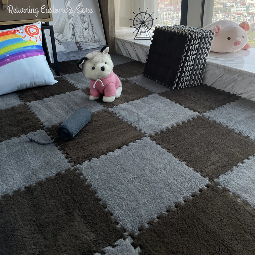 Soft Plush Carpet Interlocking Tiles