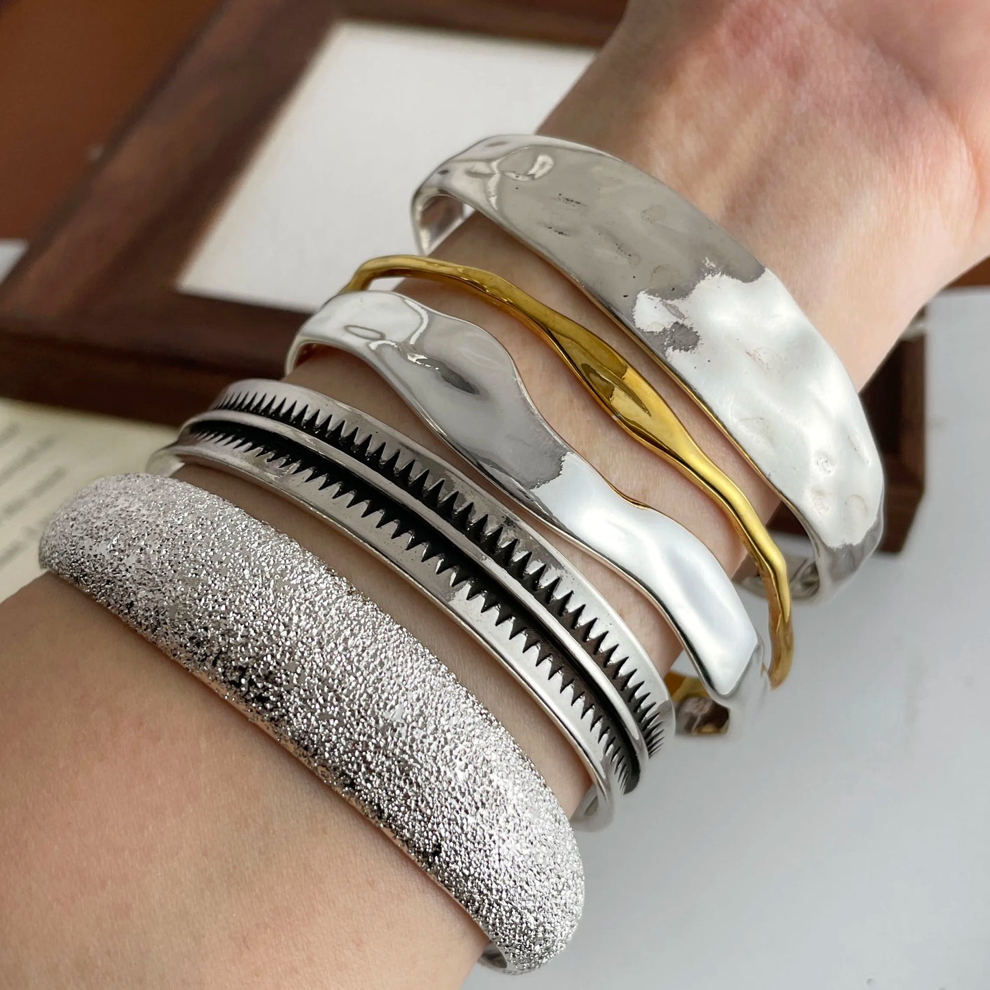 100% Solid 925 Sterling Silver Shinning Bracelet for Women Men Vintage Handmade