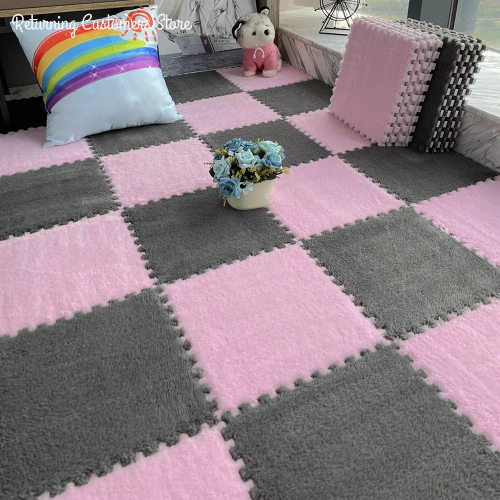 Soft Plush Carpet Interlocking Tiles